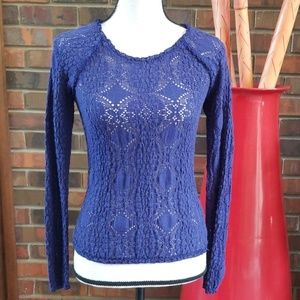 Free People Long Sleeve Ruffle Trim Stretchy Top